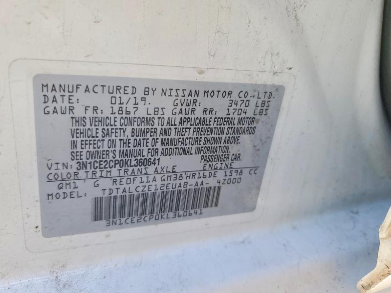 53247756 :رقم المزاد ، 3N1CE2CP0KL360641 vin ، 2019 Nissan Versa Note مزاد بيع