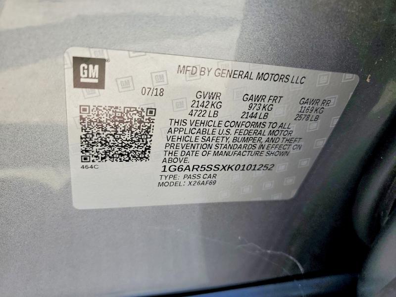 Aukcja sprzedaży 2019 Cadillac Cts, vin: 1G6AR5SSXK0101252, numer aukcji: 55433716