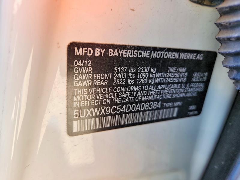 2013 Bmw X3 მანქანა იყიდება აუქციონზე, vin: 5UXWX9C54D0A08384, აუქციონის ნომერი: 53010166