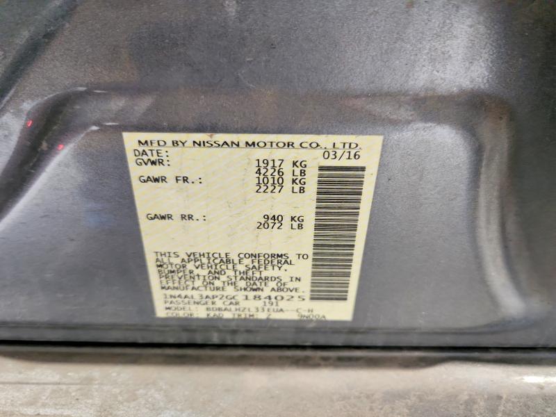 53655636 :رقم المزاد ، 1N4AL3AP2GC184025 vin ، 2016 Nissan Altima مزاد بيع