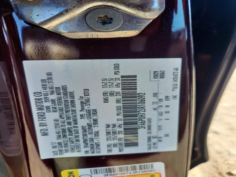 2018 Ford Fusion მანქანა იყიდება აუქციონზე, vin: 3FA6P0H72JR106092, აუქციონის ნომერი: 53086096