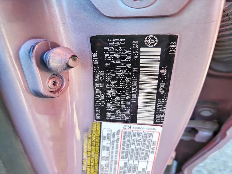 Aukcja sprzedaży 2006 Toyota Camry, vin: 4T1BE32K36U151101, numer aukcji: 54269866
