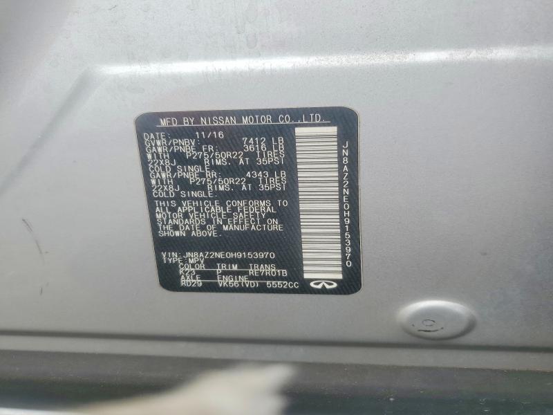 Aukcja sprzedaży 2017 Infiniti Qx80, vin: JN8AZ2NE0H9153970, numer aukcji: 54061926
