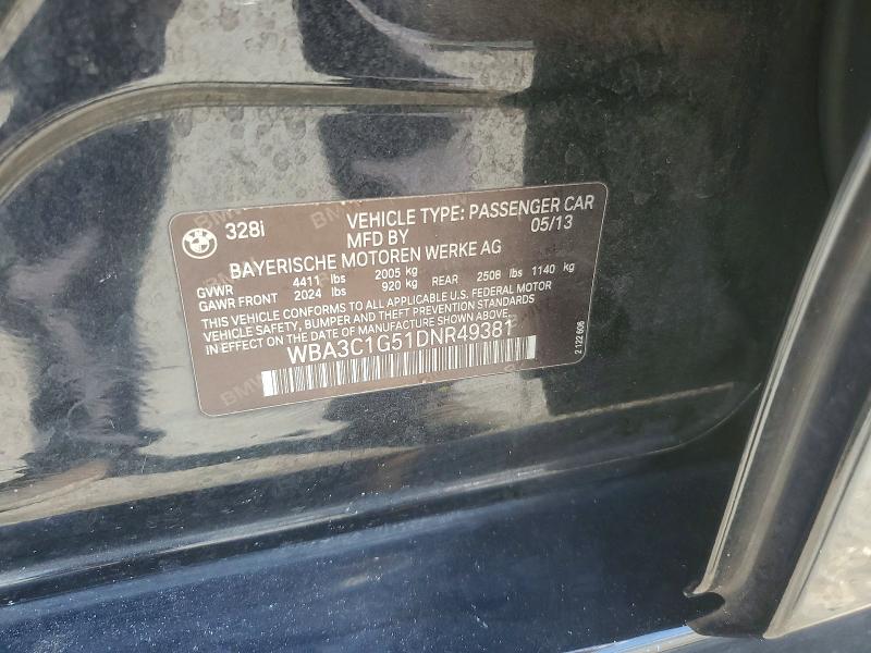 Продажа на аукционе авто 2013 Bmw 328, vin: WBA3C1G51DNR49381, номер лота: 52586306