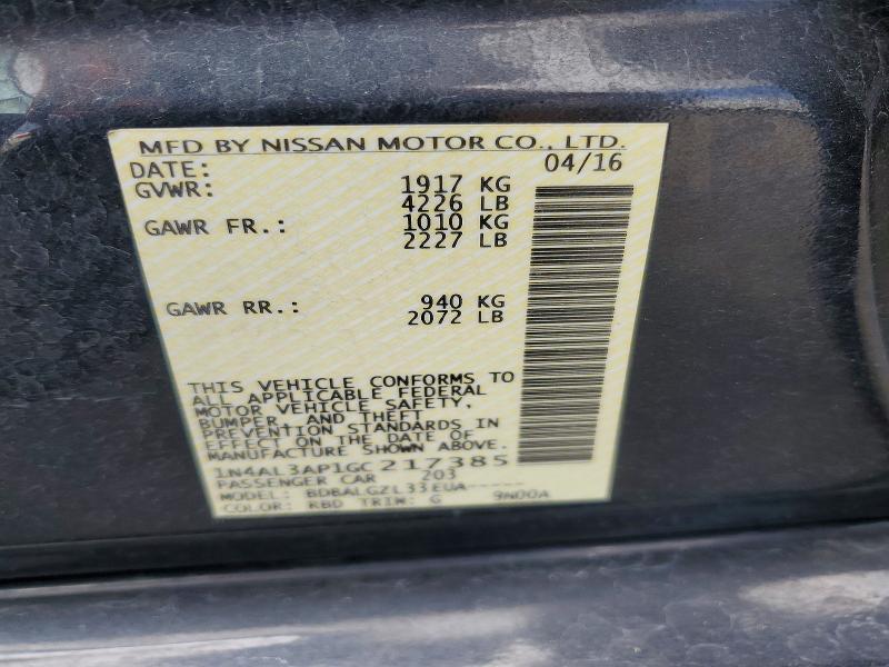 52958926 :رقم المزاد ، 1N4AL3AP1GC217385 vin ، 2016 Nissan Altima مزاد بيع