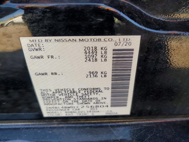 53556236 :رقم المزاد ، 1N4BL4BW0LC256804 vin ، 2020 Nissan Altima مزاد بيع