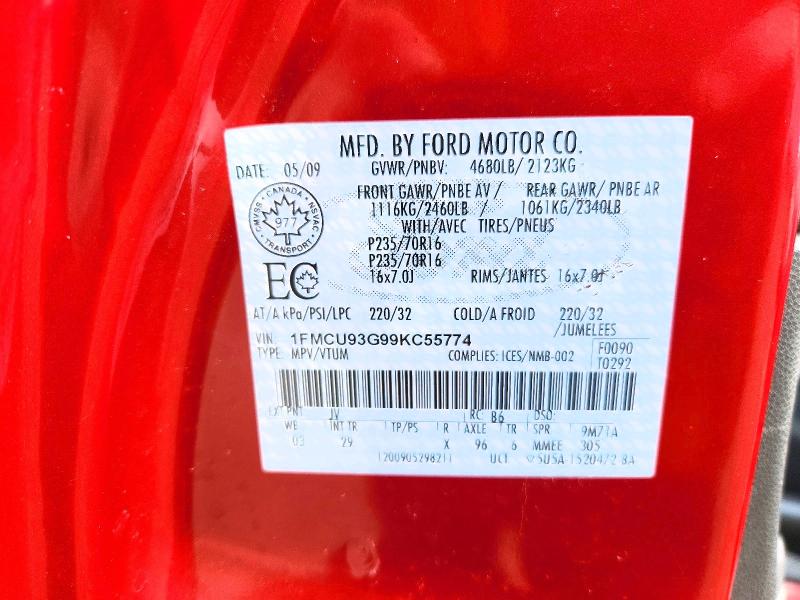 Продаж на аукціоні авто 2009 Ford Escape, vin: 1FMCU93G99KC55774, номер лоту: 51771626