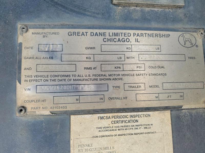 Продажа на аукционе авто 2013 Great Dane Trailer Trailer, vin: 1GRDM9628DH718248, номер лота: 53139336