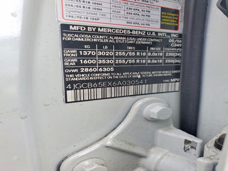 54941886 :رقم المزاد ، 4JGCB65EX6A030541 vin ، 2006 Mercedes-benz R مزاد بيع