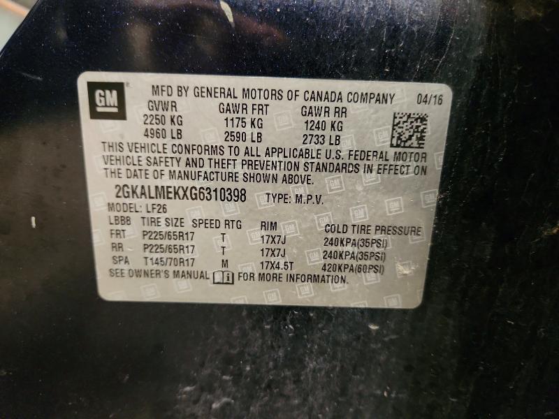 2016 Gmc Terrain მანქანა იყიდება აუქციონზე, vin: 2GKALMEKXG6310398, აუქციონის ნომერი: 52151086