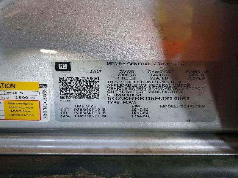 Продаж на аукціоні авто 2017 Buick Enclave, vin: 5GAKRBKD5HJ314051, номер лоту: 52893156