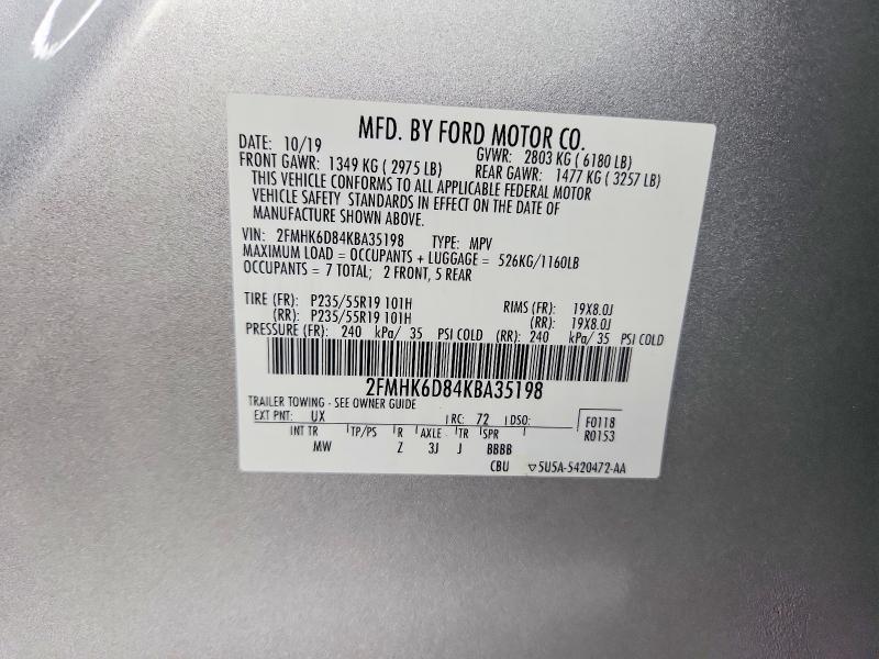 Aukcja sprzedaży 2019 Ford Flex, vin: 2FMHK6D84KBA35198, numer aukcji: 53021376