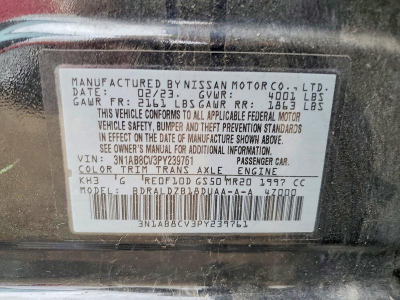 52033646 :رقم المزاد ، 3N1AB8CV3PY239761 vin ، 2023 Nissan Sentra مزاد بيع