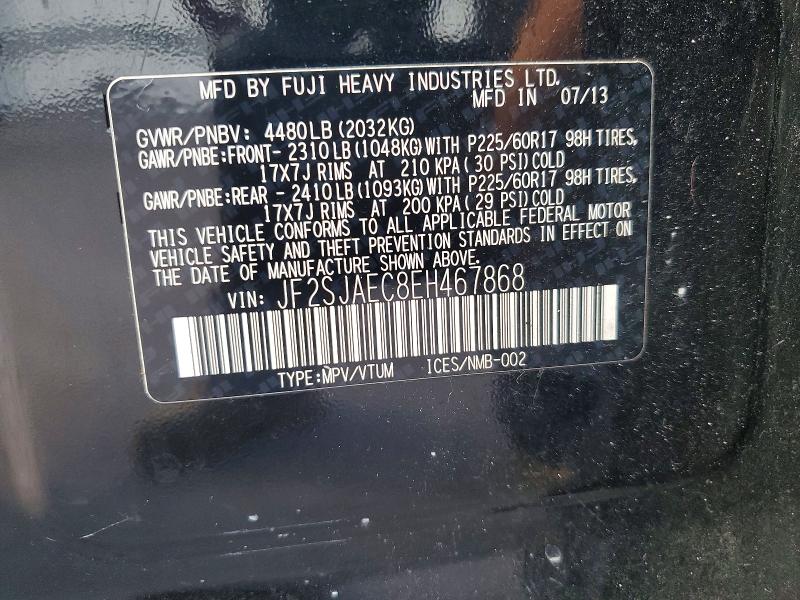 Продажа на аукционе авто 2014 Subaru Forester, vin: JF2SJAEC8EH467868, номер лота: 54651346