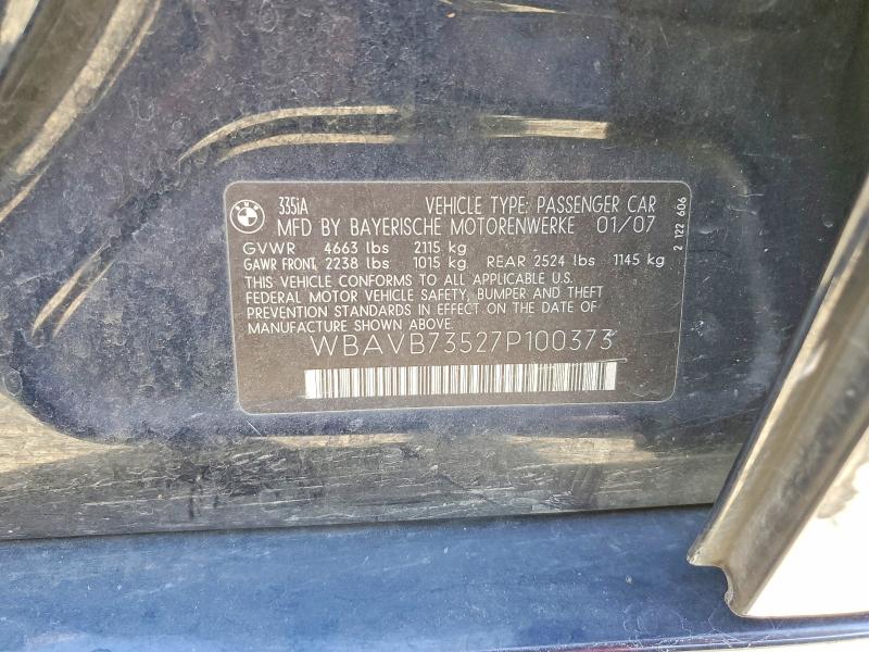 53060606 :رقم المزاد ، WBAVB73527P100373 vin ، 2007 Bmw 335 مزاد بيع