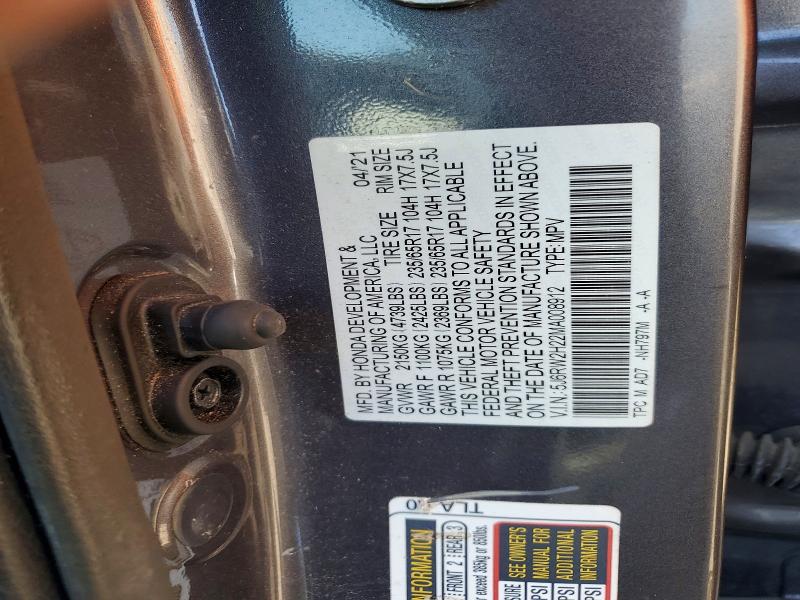 Продажа на аукционе авто 2021 Honda Cr-v, vin: 5J6RW2H22MA008912, номер лота: 48399836