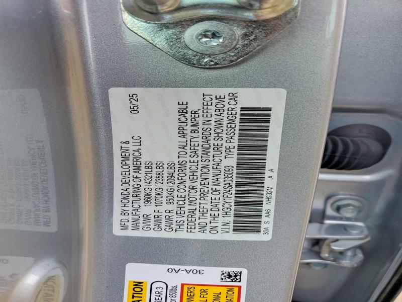 Aukcja sprzedaży 2025 Honda Accord, vin: 1HGCY1F24SA035093, numer aukcji: 53089766