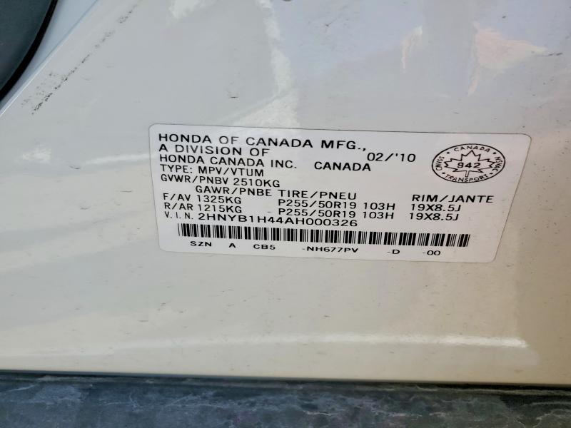Продажа на аукционе авто 2010 Acura Zdx, vin: 2HNYB1H44AH000326, номер лота: 55067686