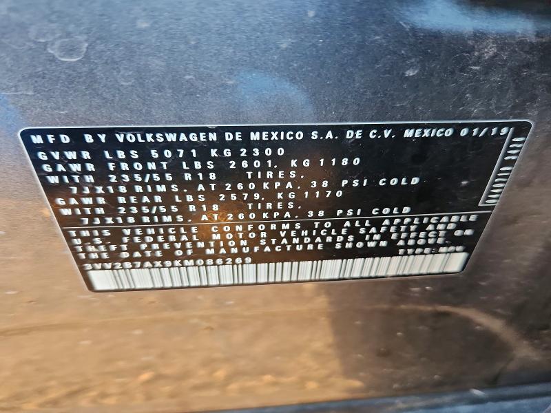 Aukcja sprzedaży 2019 Volkswagen Tiguan, vin: 3VV2B7AX9KM086269, numer aukcji: 51758326