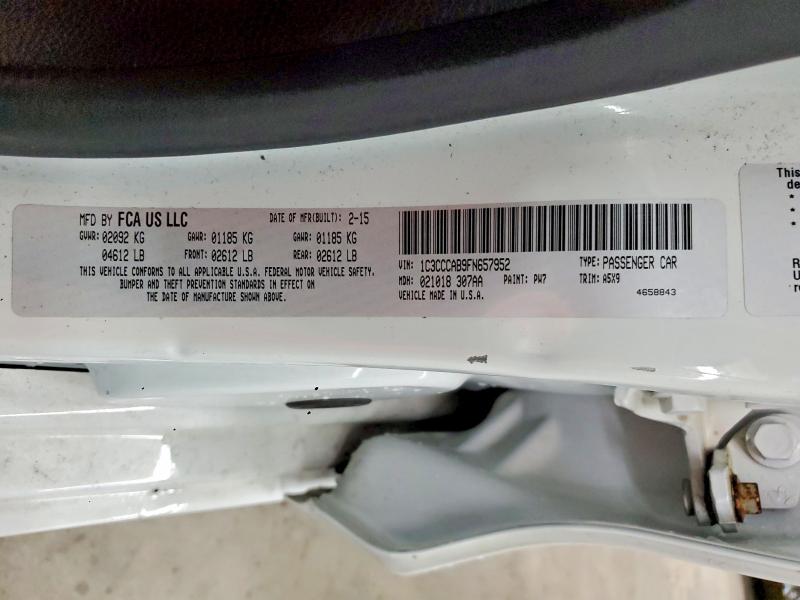 52225686 :رقم المزاد ، 1C3CCCAB9FN657952 vin ، 2015 Chrysler 200 مزاد بيع