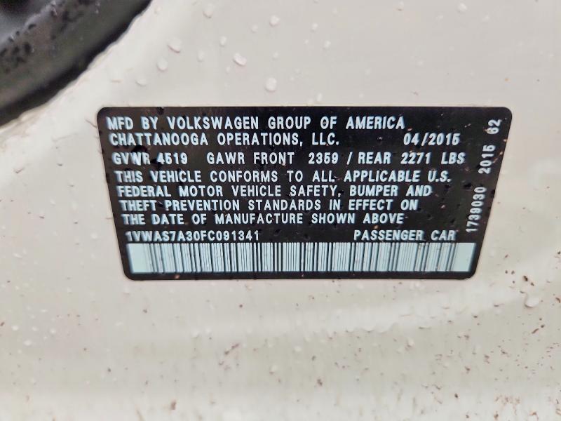 Продаж на аукціоні авто 2015 Volkswagen Passat, vin: 1VWAS7A30FC091341, номер лоту: 55022496