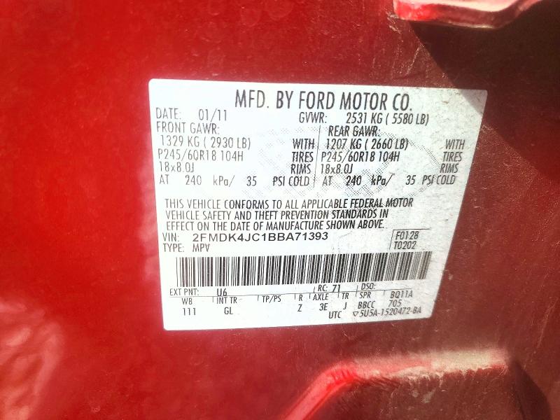 Продаж на аукціоні авто 2011 Ford Edge, vin: 2FMDK4JC1BBA71393, номер лоту: 53731796
