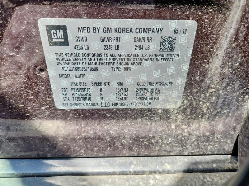 2018 Buick Encore მანქანა იყიდება აუქციონზე, vin: KL4CJ1SB0JB719506, აუქციონის ნომერი: 53219256