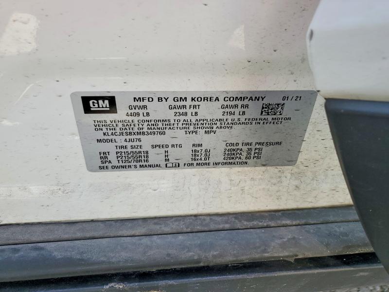 55116836 :رقم المزاد ، KL4CJESBXMB349760 vin ، 2021 Buick Encore مزاد بيع