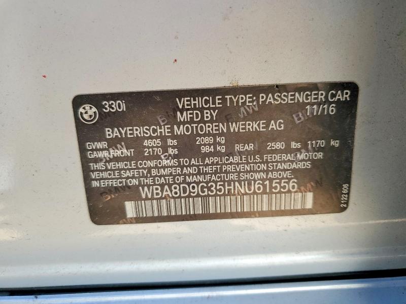 Aukcja sprzedaży 2017 Bmw 330, vin: WBA8D9G35HNU61556, numer aukcji: 53588376