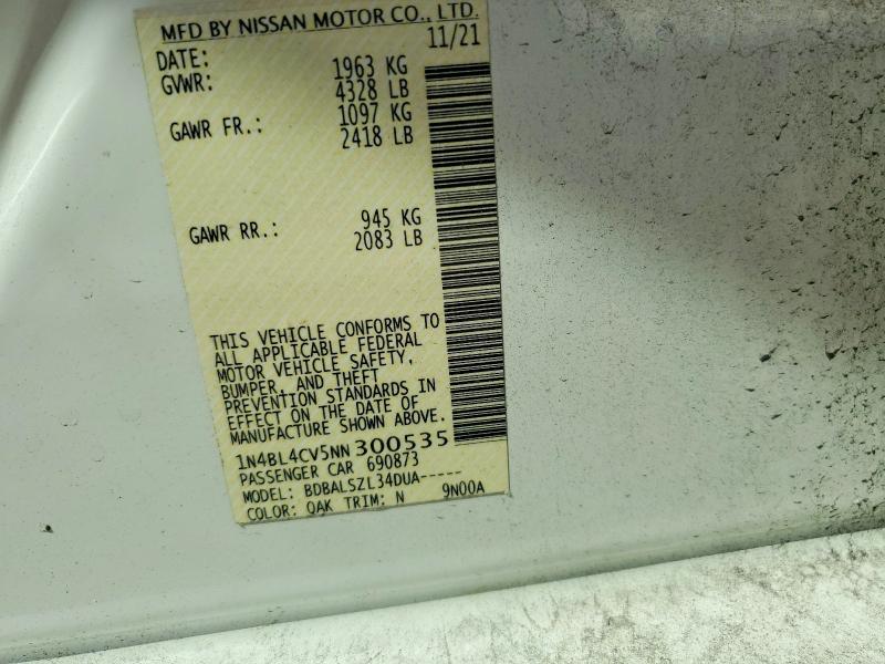54704616 :رقم المزاد ، 1N4BL4CV5NN300535 vin ، 2022 Nissan Altima مزاد بيع