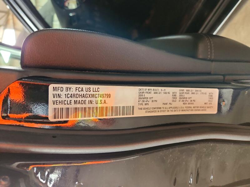 Продаж на аукціоні авто 2021 Dodge Durango, vin: 1C4RDHAGXMC749799, номер лоту: 53573996
