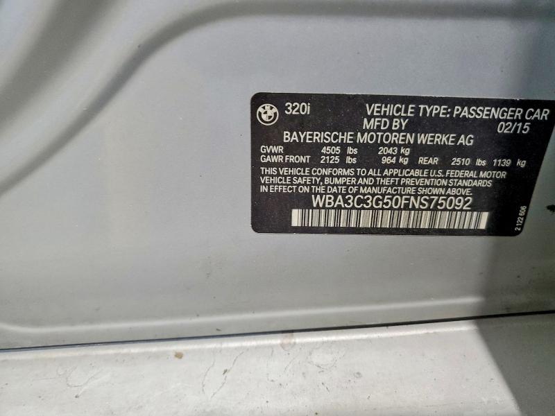 54677916 :رقم المزاد ، WBA3C3G50FNS75092 vin ، 2015 Bmw 320 مزاد بيع