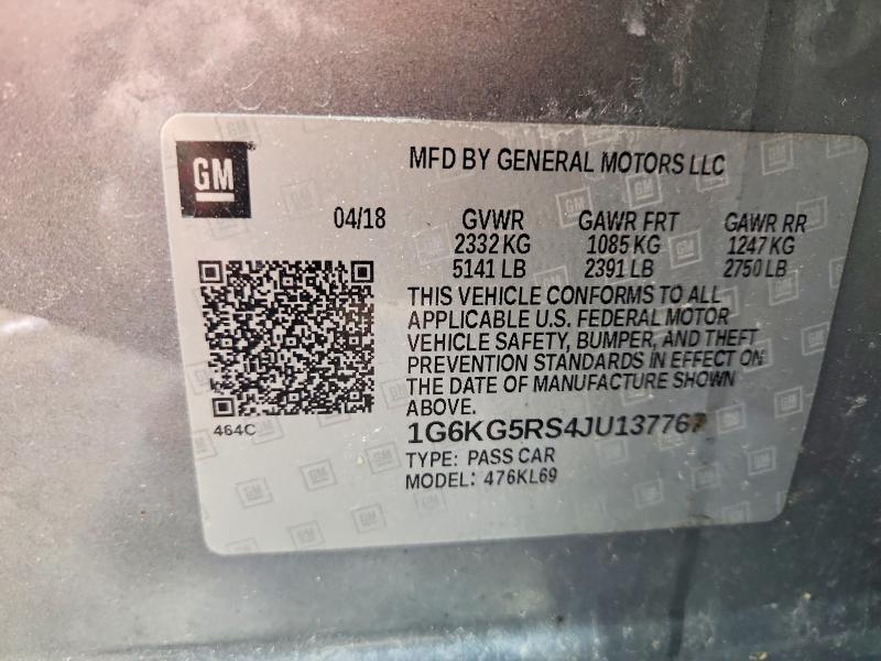 53125866 :رقم المزاد ، 1G6KG5RS4JU137767 vin ، 2018 Cadillac Ct6 مزاد بيع