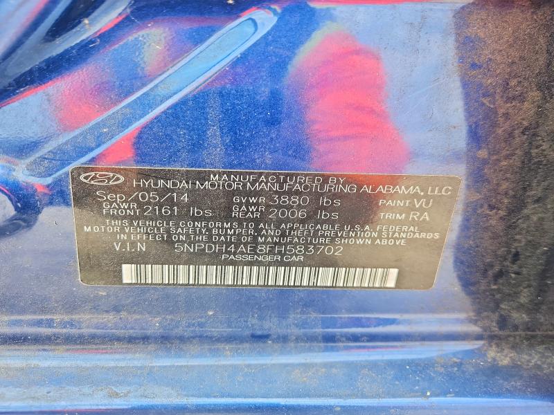 53318656 :رقم المزاد ، 5NPDH4AE8FH583702 vin ، 2015 Hyundai Elantra مزاد بيع