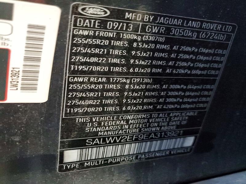 Aukcja sprzedaży 2014 Land Rover Range Rover Sport, vin: SALWV2EF9EA313921, numer aukcji: 54680776