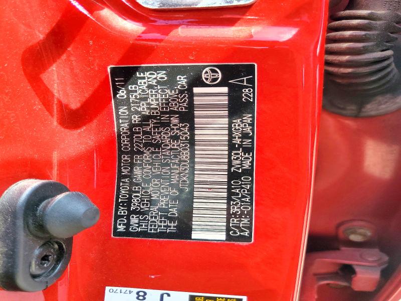 Aukcja sprzedaży 2011 Toyota Prius, vin: JTDKN3DU8B0315043, numer aukcji: 54321626