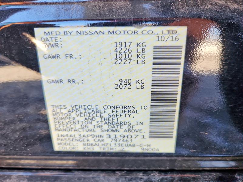 Aukcja sprzedaży 2017 Nissan Altima, vin: 1N4AL3AP9HN319071, numer aukcji: 54068456