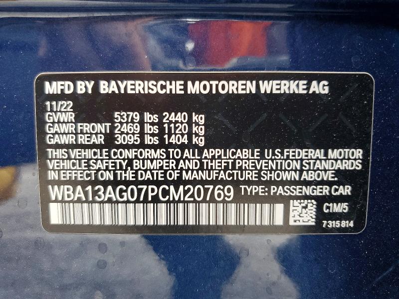2023 Bmw 530e მანქანა იყიდება აუქციონზე, vin: WBA13AG07PCM20769, აუქციონის ნომერი: 53581626