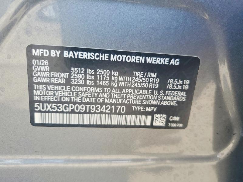 Продаж на аукціоні авто 2026 Bmw X3, vin: 5UX53GP09T9342170, номер лоту: 53238436