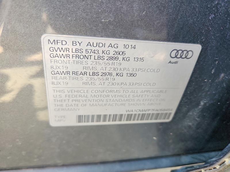 2015 Audi Q5 მანქანა იყიდება აუქციონზე, vin: WA1CMAFP7FA058454, აუქციონის ნომერი: 52662056