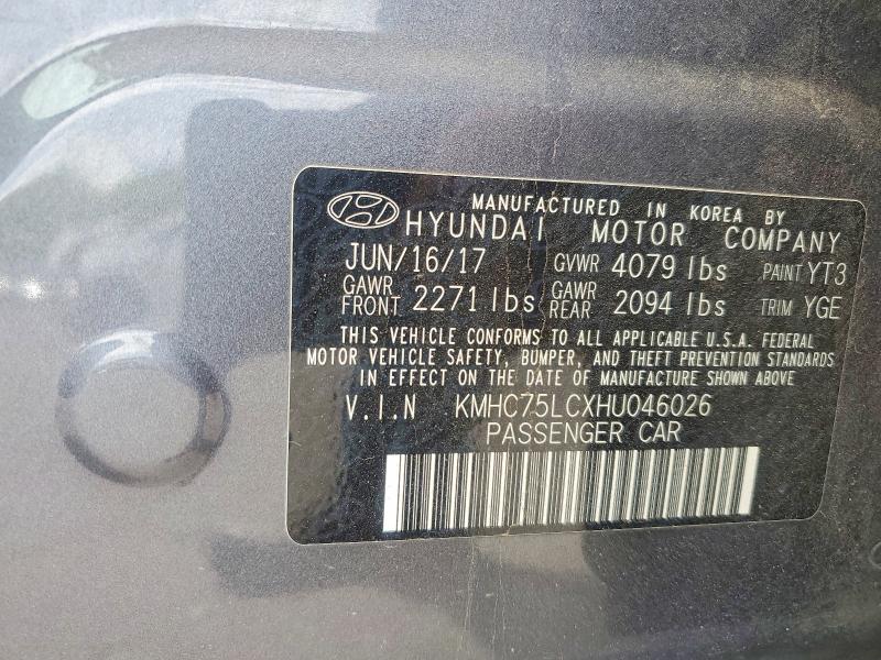 53726956 :رقم المزاد ، KMHC75LCXHU046026 vin ، 2017 Hyundai Ioniq مزاد بيع