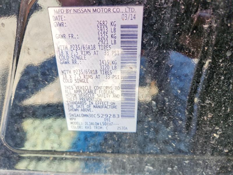 54538006 :رقم المزاد ، 5N1AL0MN3EC529283 vin ، 2014 Infiniti Qx60 مزاد بيع