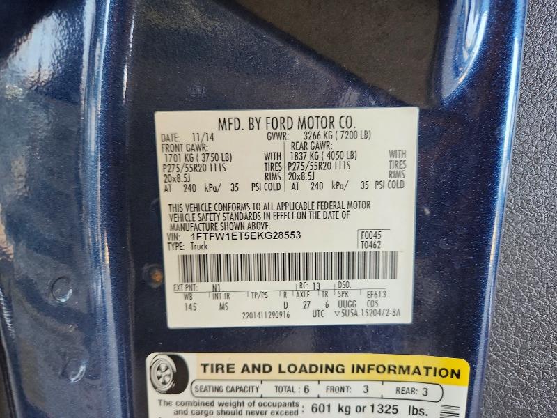 Продаж на аукціоні авто 2014 Ford F150, vin: 1FTFW1ET5EKG28553, номер лоту: 55303746