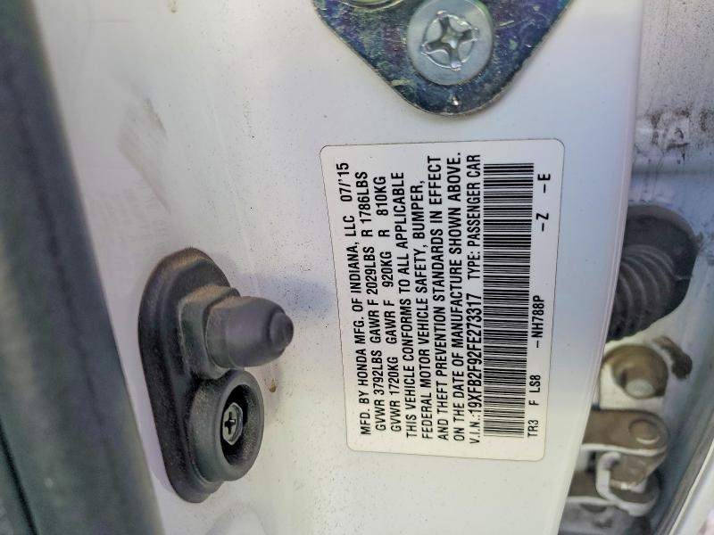 2015 Honda Civic მანქანა იყიდება აუქციონზე, vin: 19XFB2F92FE273317, აუქციონის ნომერი: 51889966