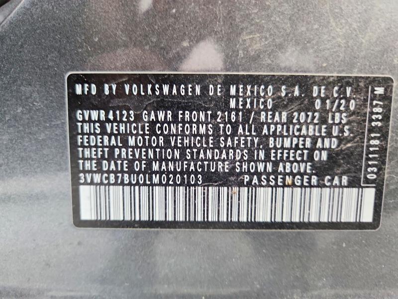 Aukcja sprzedaży 2020 Volkswagen Jetta, vin: 3VWCB7BU0LM020103, numer aukcji: 53386186