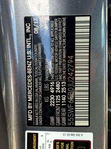 Продаж на аукціоні авто 2018 Mercedes-benz C, vin: 55SWF6EB0JU242794, номер лоту: 52677226