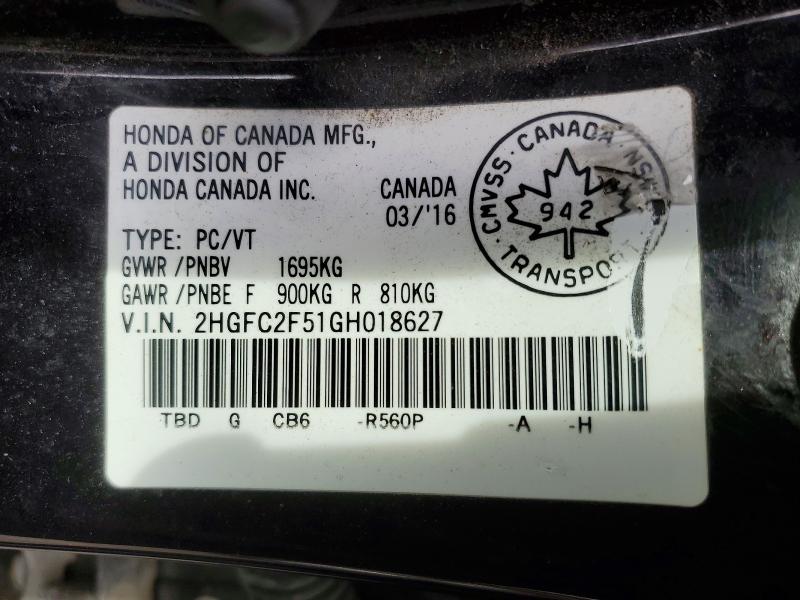 2016 Honda Civic მანქანა იყიდება აუქციონზე, vin: 2HGFC2F51GH018627, აუქციონის ნომერი: 53746216
