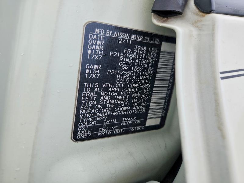 54491656 :رقم المزاد ، JN8AF5MR3BT012755 vin ، 2011 Nissan Juke مزاد بيع