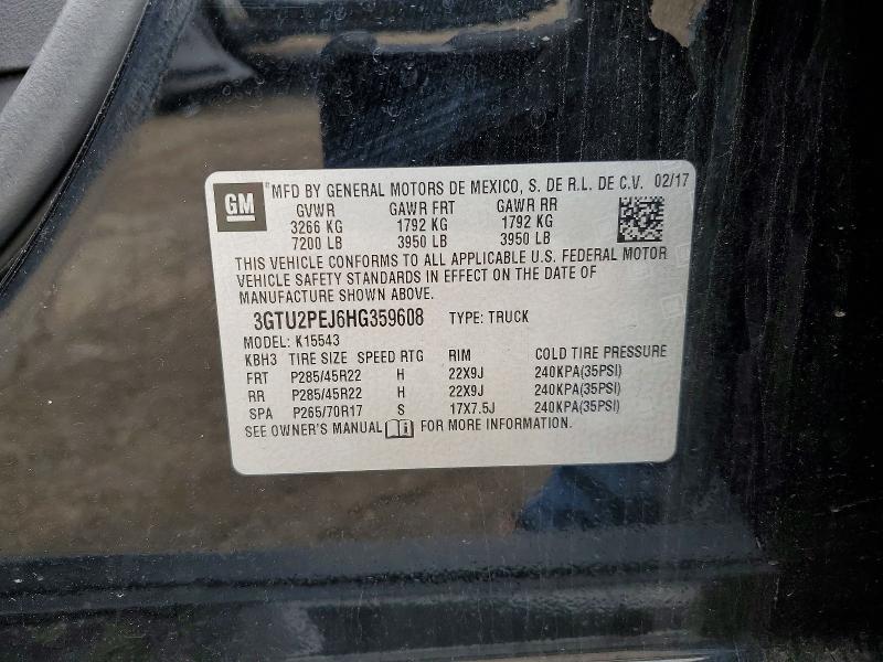 Продаж на аукціоні авто 2017 Gmc Sierra, vin: 3GTU2PEJ6HG359608, номер лоту: 55331776