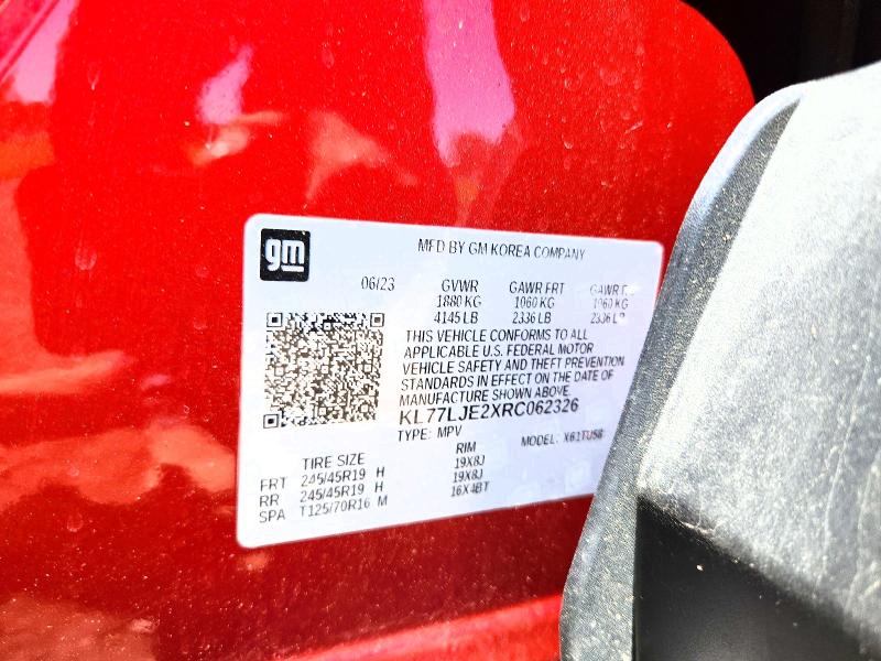 54974246 :رقم المزاد ، KL77LJE2XRC062326 vin ، 2024 Chevrolet Trax مزاد بيع